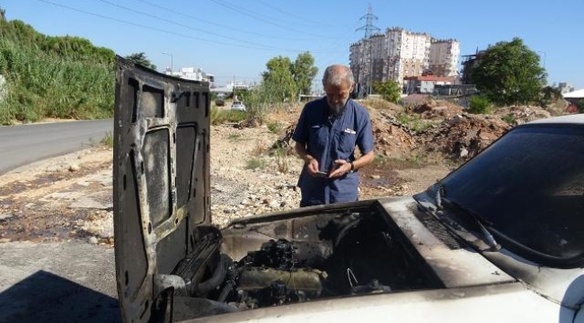 Seyir halindeki araçta yangın çıktı