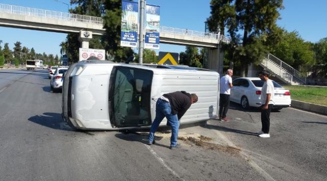 Takla atan araçtan sapasağlam çıktı