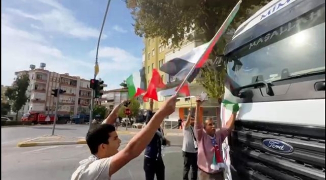 Alanya'da İsrail'e destek verdiği iddia edilen şirketin TIR'ı protesto edildi