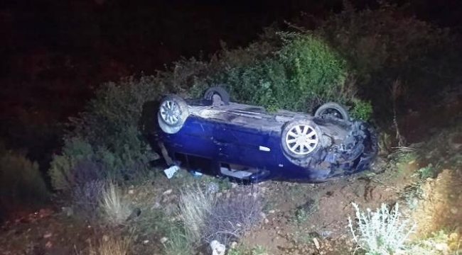 Alanya'da otomobil şarampole yuvarlandı: 1 yaralı